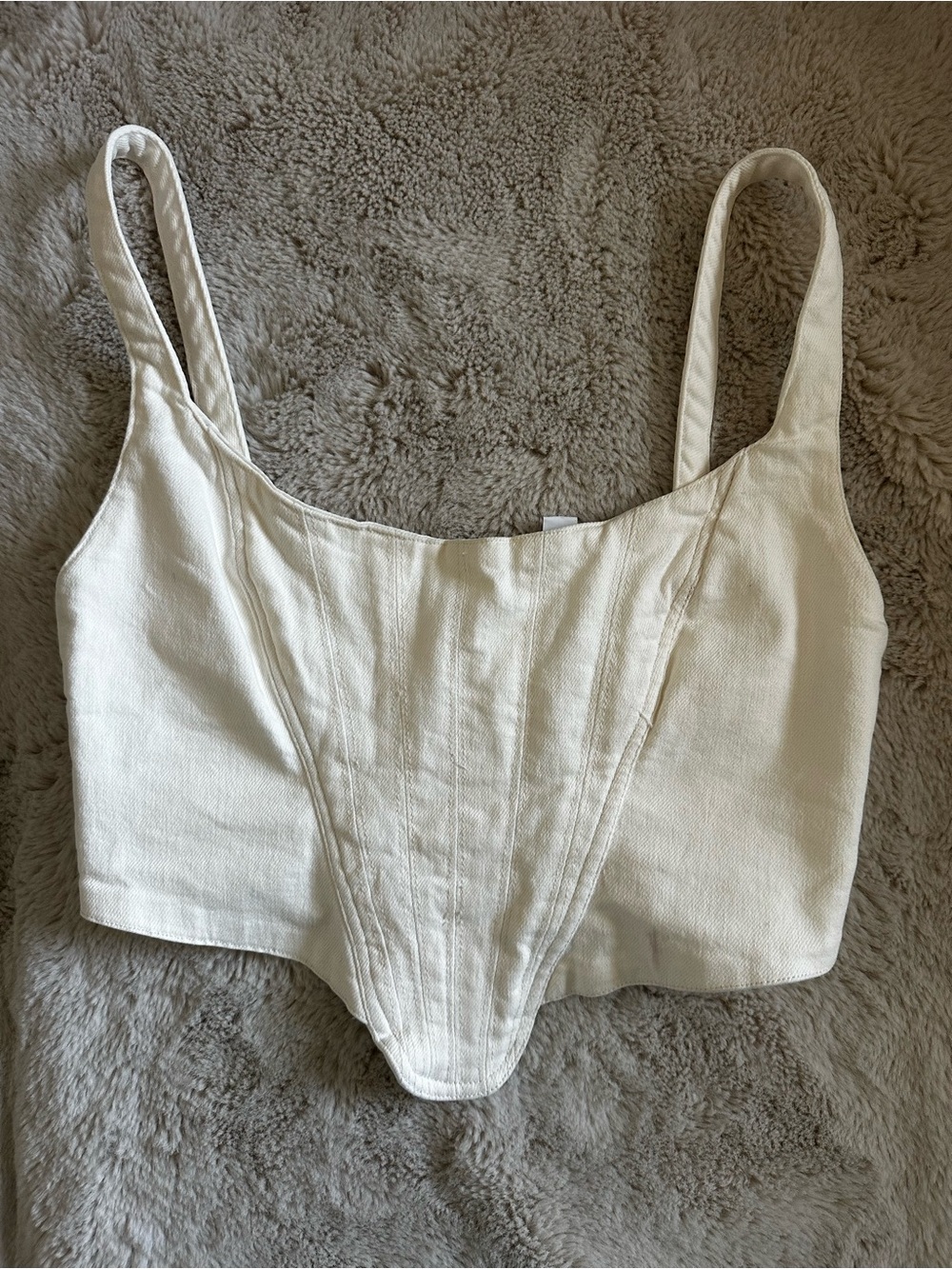 Zara Cream Structured Corset Crop Top